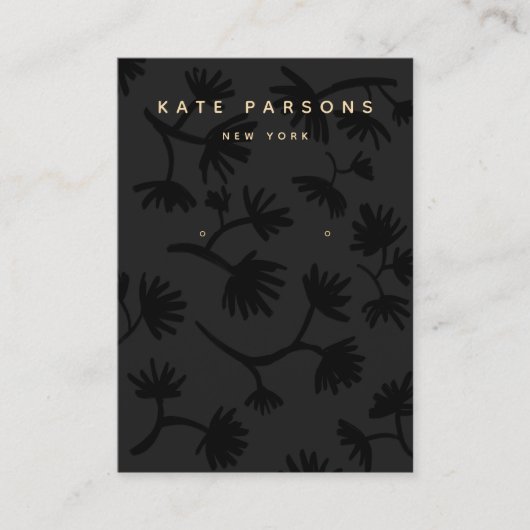 Carte De Visite Écran de bijoux à oreilles florales noires (Devant)