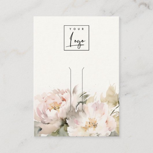 Carte De Visite Écran de bijoux Blush Peony Floral Logo Hairpin (Devant)