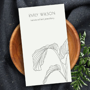 Carte De Visite Ecran de bijoux en feuille de palme blanc noir