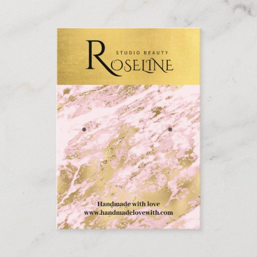 Carte De Visite Écran de bijoux en marbre rose et or (Devant)