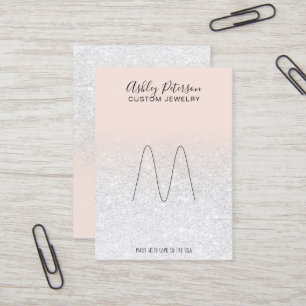 Carte De Visite Écran de bijoux en parties scintillant blanche et