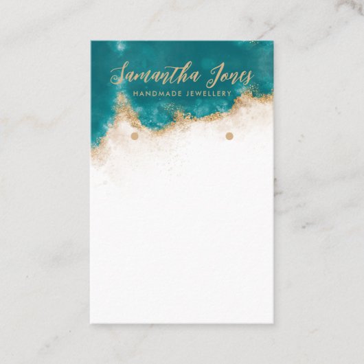 Carte De Visite Écran de bijoux turquoise et Gold Chic (Devant)