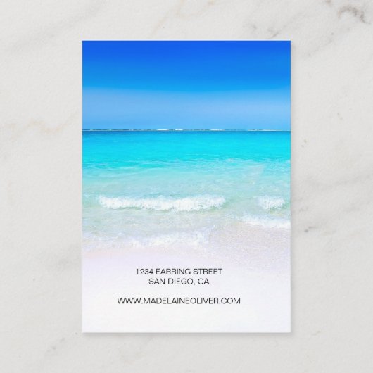 Carte De Visite Écran de collier à bijoux Ocean Blue Scene (Dos)