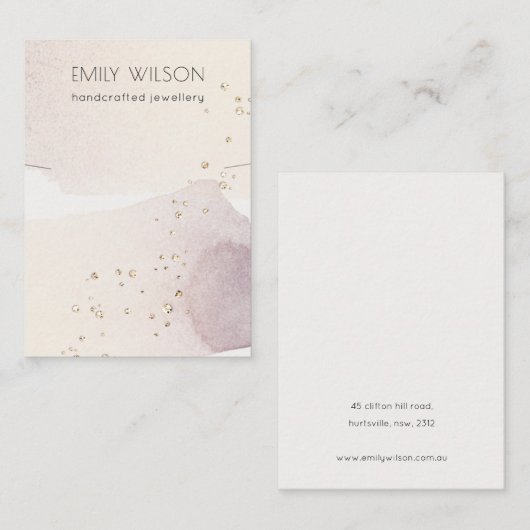 Carte De Visite Écran de collier Abstrait or violet (Devant / Derrière)