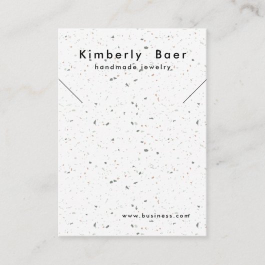 Carte De Visite Écran de collier blanc moderne Terrazzo Logo (Devant)