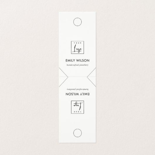 Carte De Visite Écran de collier blanc noir minimal chic (Extérieur déplié)