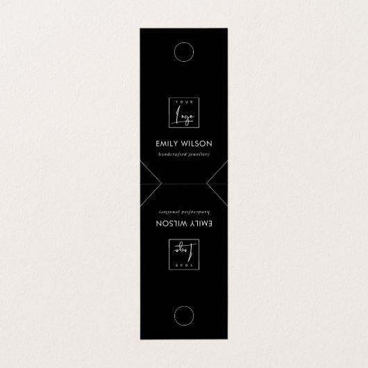 Carte De Visite Écran de collier blanc noir minimal chic (Extérieur déplié)