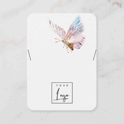 Carte De Visite Écran de collier de logo Dreamy Blush Aqua Butterf (Devant)