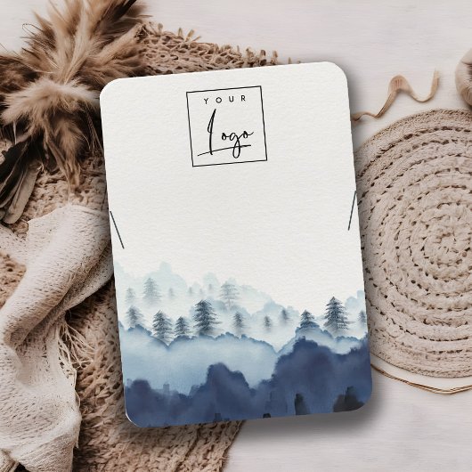 Carte De Visite Écran de collier de logo en bois de pin bleu marin