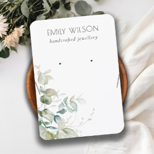 Carte De Visite Écran de collier d'oreille bleu vert feuillage