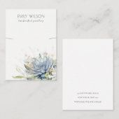 Carte De Visite Écran de collier fleuri Succulent bleu doux (Devant / Derrière)