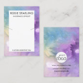 Carte De Visite Écran de collier logo bijoux en aquarelle (Devant / Derrière)