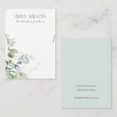 Carte De Visite Écran de collier Pastel Blue Green Foliage (Devant / Derrière)