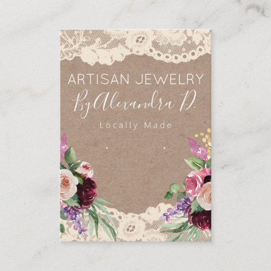 Carte De Visite Écran de joaillerie artisanale en dentelle Kraft (Devant)