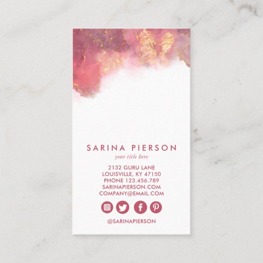 Carte De Visite Écran de lecture pour bijoux d'art moderne rose et (Dos)