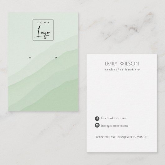 Carte De Visite Écran de logo Abstrait Lime Green Stud Wave (Devant / Derrière)