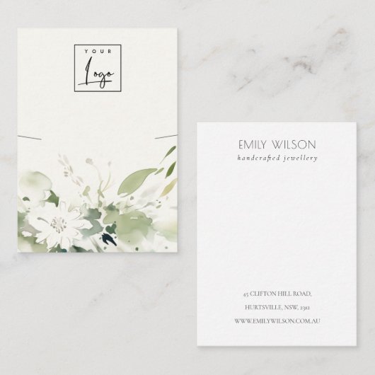 Carte De Visite Écran de logo Abstrait vert doux (Devant / Derrière)