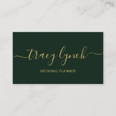 Carte De Visite Écran de script manuscrit en or émeraude (Devant)