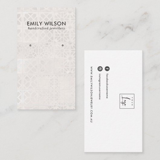 CARTE DE VISITE ÉCRAN D'ÉTUDE DE TEXTURE DU TILE MAROCAIN BLANC (Devant / Derrière)