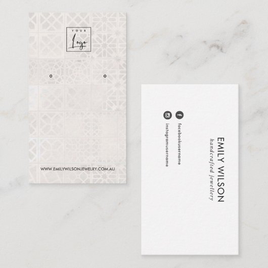 CARTE DE VISITE ÉCRAN D'ÉTUDE DE TEXTURE DU TILE MAROCAIN BLANC (Devant / Derrière)