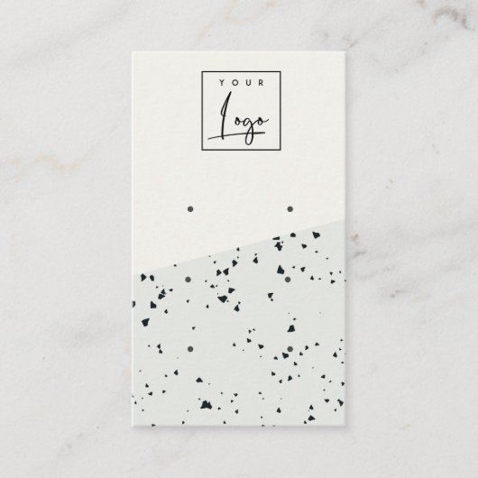 Carte De Visite Ecran d'oreille 3 étoffé gris noir Terrazzo Textur (Devant)