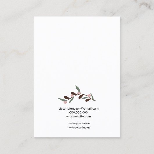 Carte De Visite Écran d'oreille à bijoux fleuris modifiable (Dos)