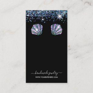 Carte De Visite Écran d'oreille à Parties scintillant noir et coqu