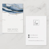 Carte De Visite Écran d'oreille Abstrait Agate Blue Gold (Devant / Derrière)