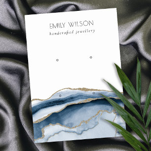 Carte De Visite Écran d'oreille Abstrait Agate Marine Gold 2 Stud