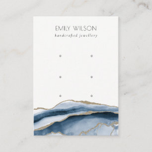Carte De Visite Écran d'oreille Abstrait Agate Marine Gold 3 Stud