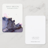 Carte De Visite Écran d'oreille Abstrait Alcohol Ink Gold Navy 2 (Devant / Derrière)