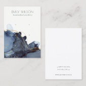 Carte De Visite Écran d'oreille Abstrait Alcohol Ink Gold Navy 3 (Devant / Derrière)