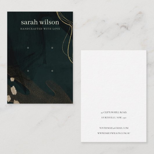 Carte De Visite Écran d'oreille Abstrait Vert Noir 2 Écran (Devant / Derrière)