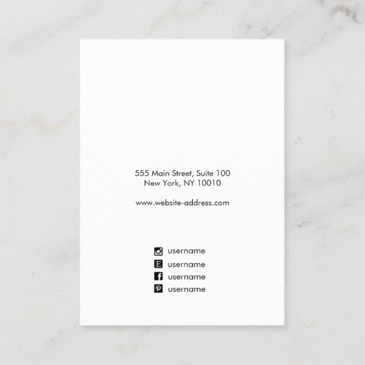 Carte De Visite Écran d'oreille blanc signature de script simple B (Dos)