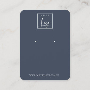 Carte De Visite Écran d'oreille bleu foncé de marine simple mini