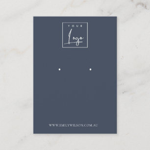 Carte De Visite Écran d'oreille bleu foncé de marine simple mini