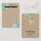 Carte De Visite Écran d'oreille bleu or moderne (Devant / Derrière)