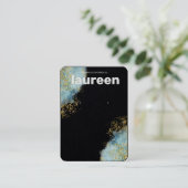 Carte De Visite Écran d'oreille bleu or moderne (Debout devant)