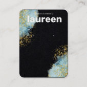 Carte De Visite Écran d'oreille bleu or moderne (Devant)