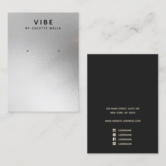 Carte De Visite Écran d'oreille cool Satin Silver (Devant / Derrière)