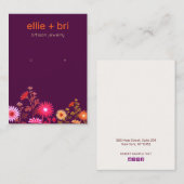 Carte De Visite Écran d'oreille couleur bordeaux floral Boho (Devant / Derrière)