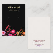 Carte De Visite Écran d'oreille couleur florale Boho noir (Devant / Derrière)