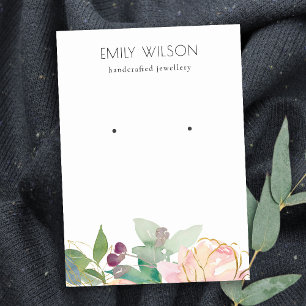 Carte De Visite Écran d'oreille couleur or rose floral
