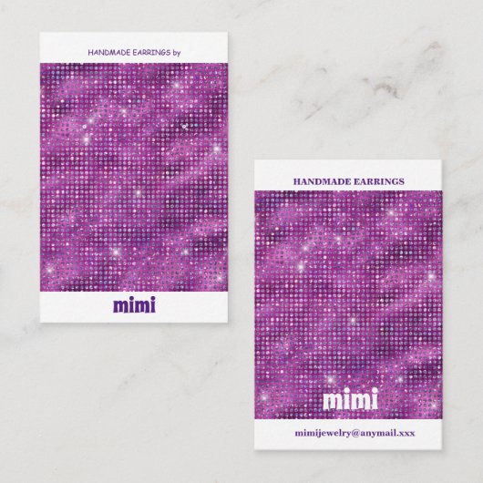 Carte De Visite Écran d'oreille de luxe violet Sparkle (Devant / Derrière)