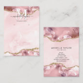 Carte De Visite Écran d'oreille de Monogramme rose pâle (Devant / Derrière)