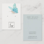 Carte De Visite Écran d'oreille du logo de papillon bleu Dreamy Aq (Devant / Derrière)