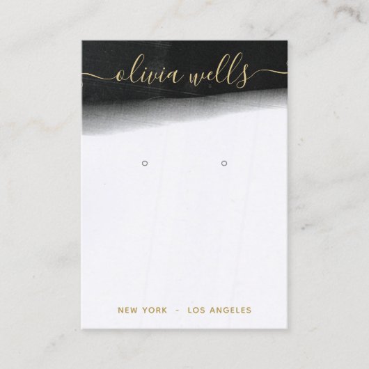 Carte De Visite Écran d'oreille du script d'aquarelle noir blanc (Devant)