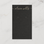 Carte De Visite Écran d'oreille du script de signature de lin noir (Devant)