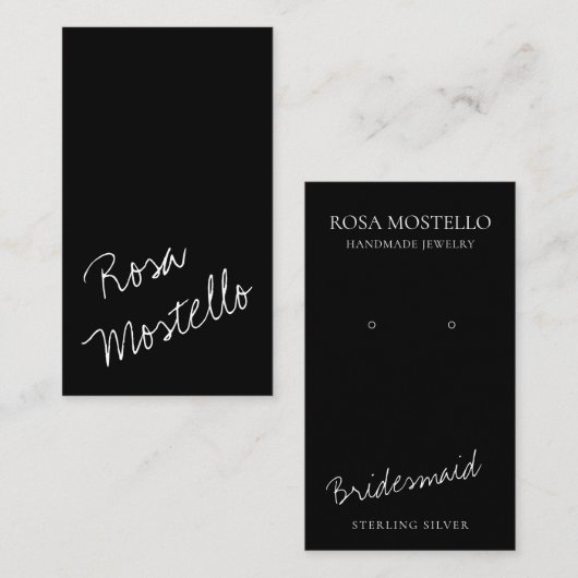 Carte De Visite Écran d'oreille d'une serveuse de script noir mode (Devant / Derrière)