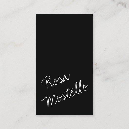 Carte De Visite Écran d'oreille d'une serveuse de script noir mode (Devant)